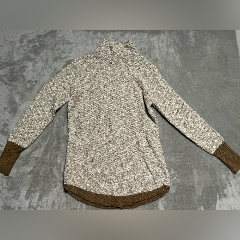 LL Bean Signature Ragg Sweater Women’s XS Linen Cotton Taupe Marled